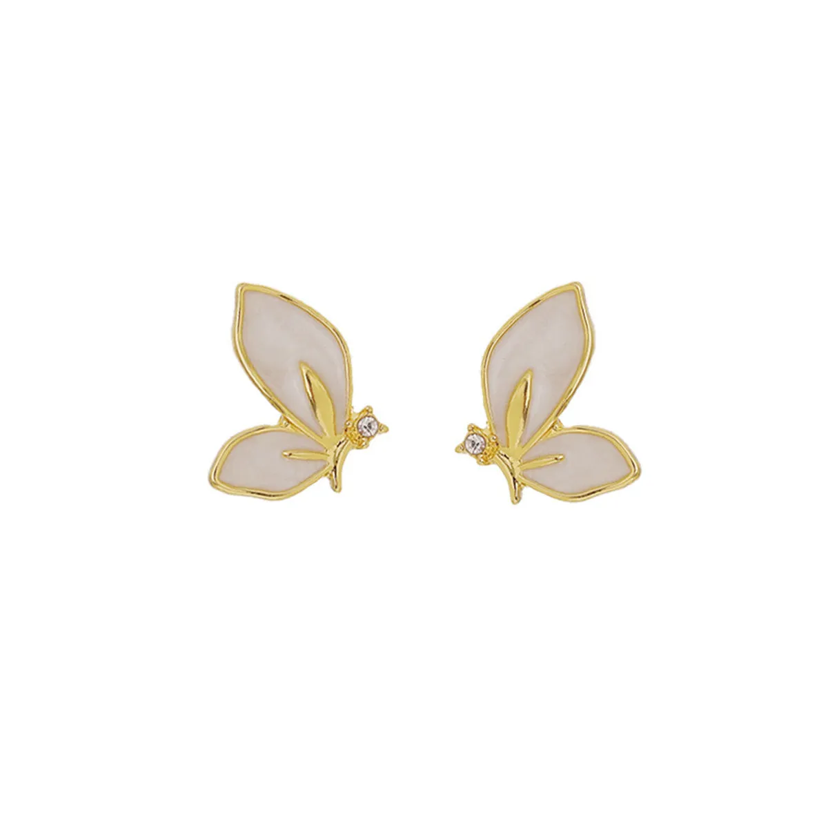 Cubic Zirconia & 18K Gold-Plated Butterfly Stud Earrings