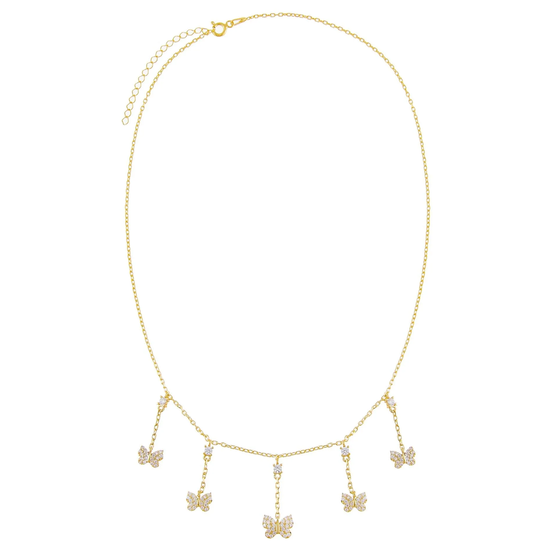 CZ Multi Butterfly Dangling Necklace