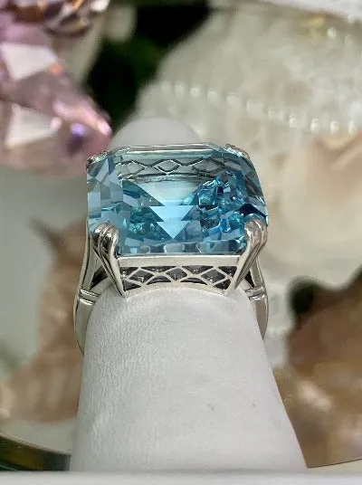 D1, Art Deco Ring, 20ct Big Huge Square Natural Gems, Vintage Jewelry Design#D1