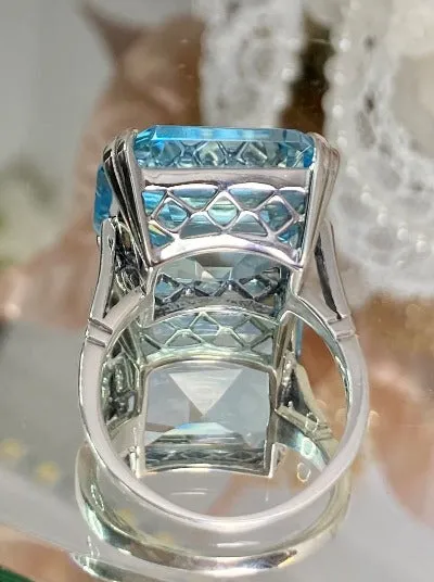 D1, Art Deco Ring, 20ct Big Huge Square Natural Gems, Vintage Jewelry Design#D1