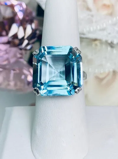 D1, Art Deco Ring, 20ct Big Huge Square Natural Gems, Vintage Jewelry Design#D1