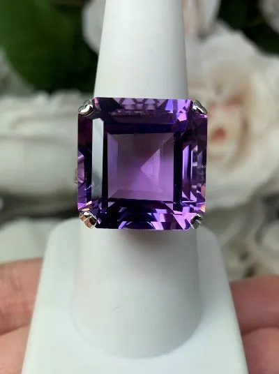 D1, Art Deco Ring, 20ct Big Huge Square Natural Gems, Vintage Jewelry Design#D1