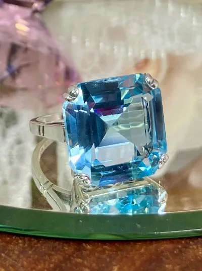 D1, Art Deco Ring, 20ct Big Huge Square Natural Gems, Vintage Jewelry Design#D1
