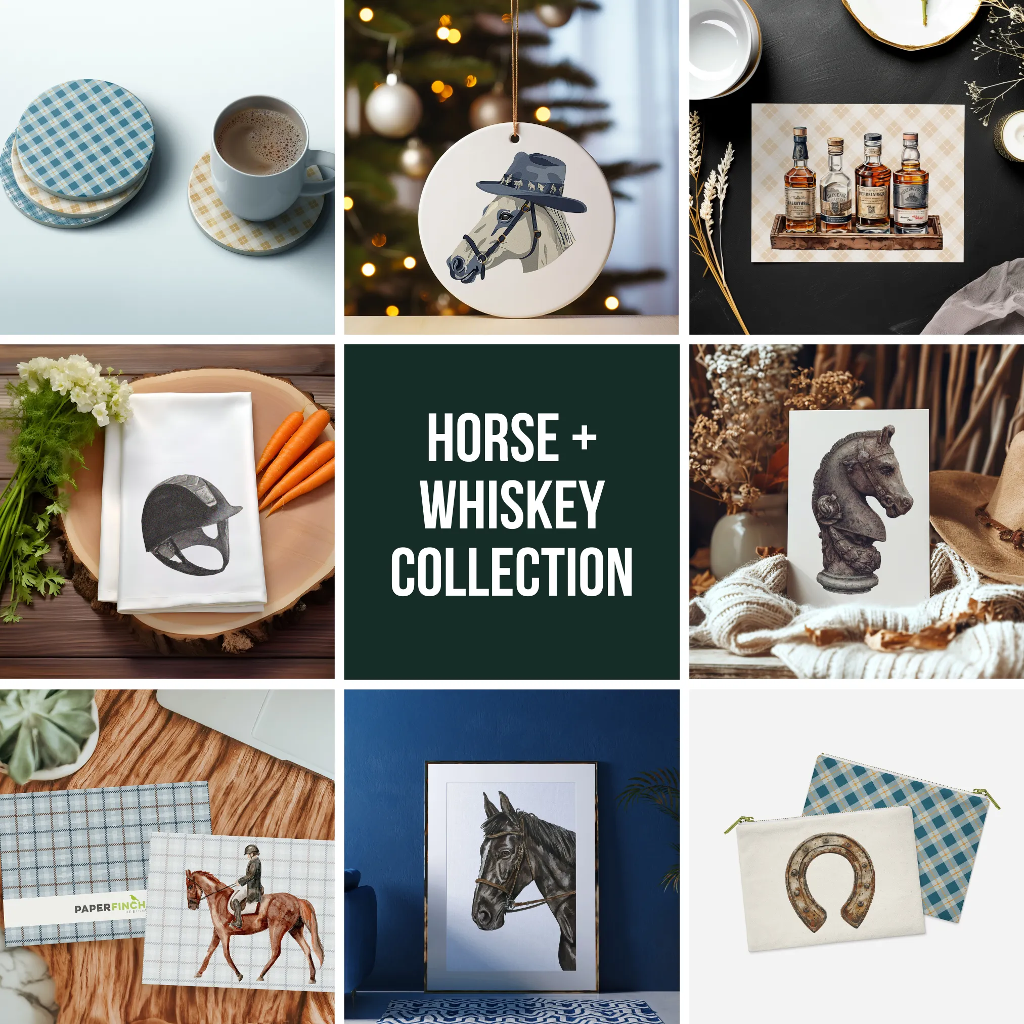 Dapper Horses whimsical illustration coaster set | Horse   Whiskey Collection