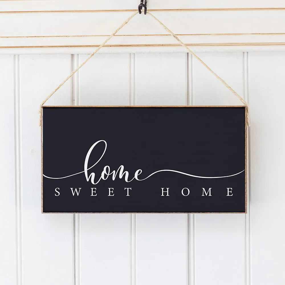 Dark Navy and White Home Sweet Home Twine Hanging Sign