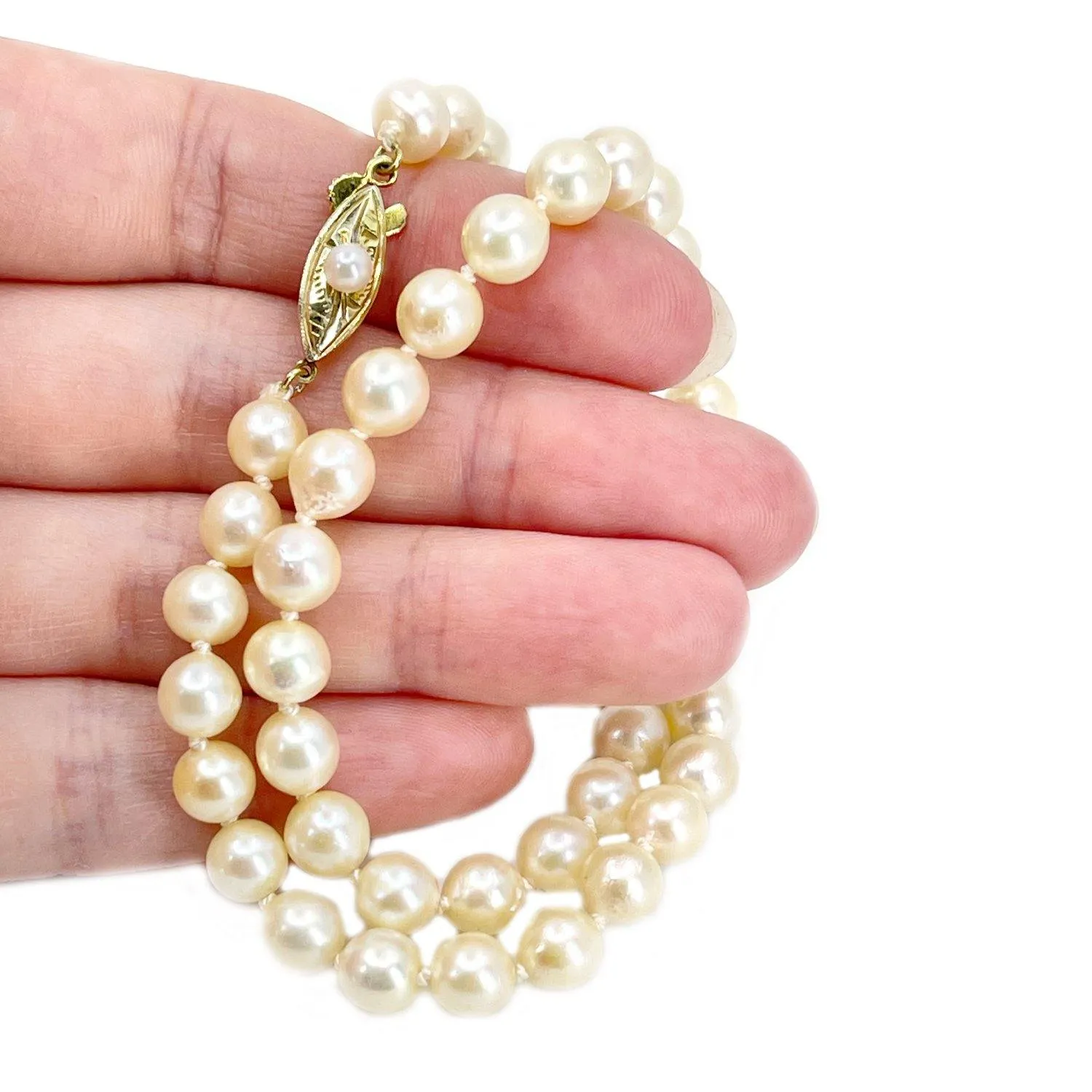 Deco Choker Japanese Saltwater Cultured Akoya Pearl Baroque Necklace - Sterling Silver 15 Inch