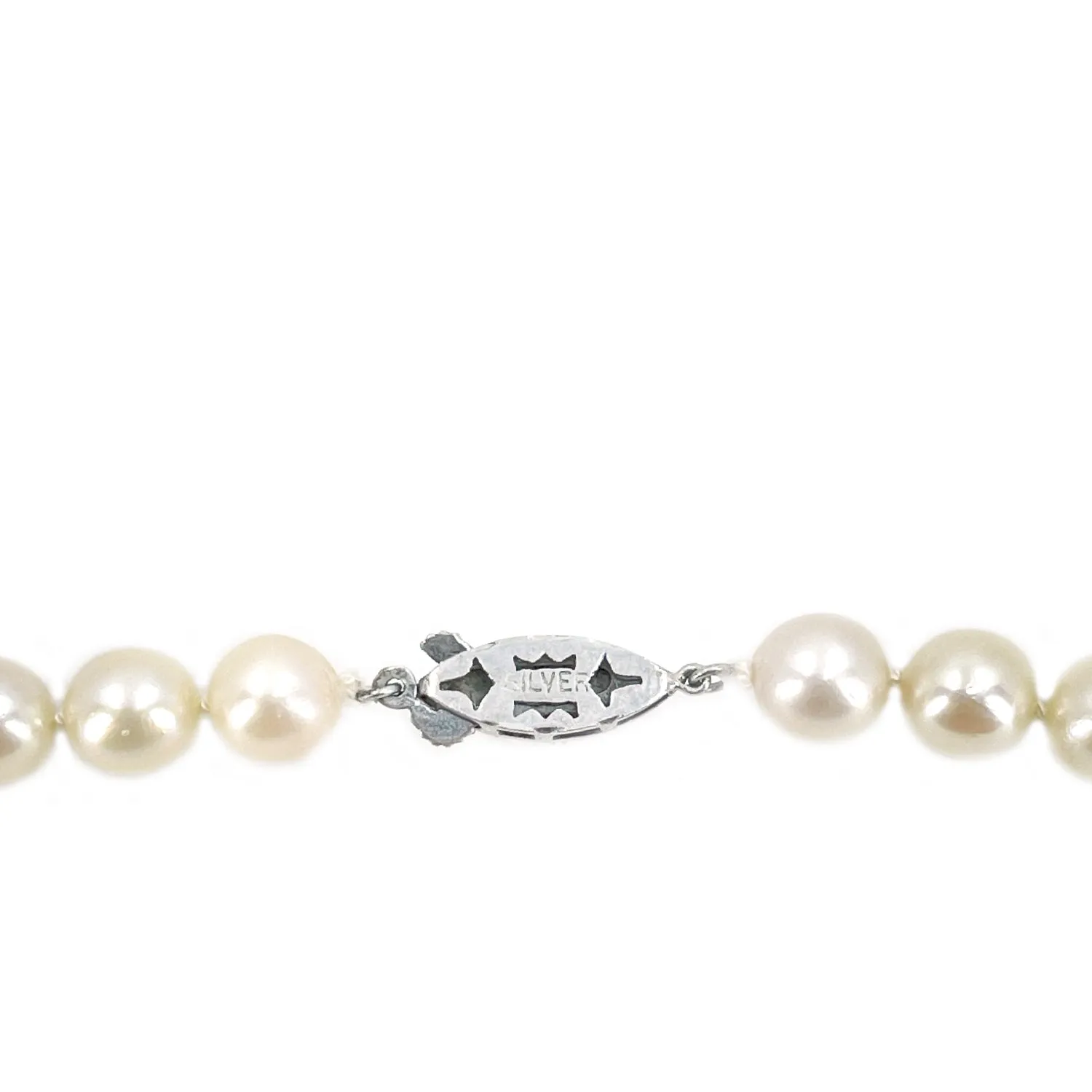 Deco Vintage Japanese Saltwater Cultured Akoya Pearl Necklace - Sterling Silver 17.75 Inch