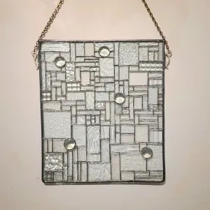 Dennis Greenhaw - Stained Glass Wall Hanging - 13"x 15" Clear Rectangle - Architectural Collage