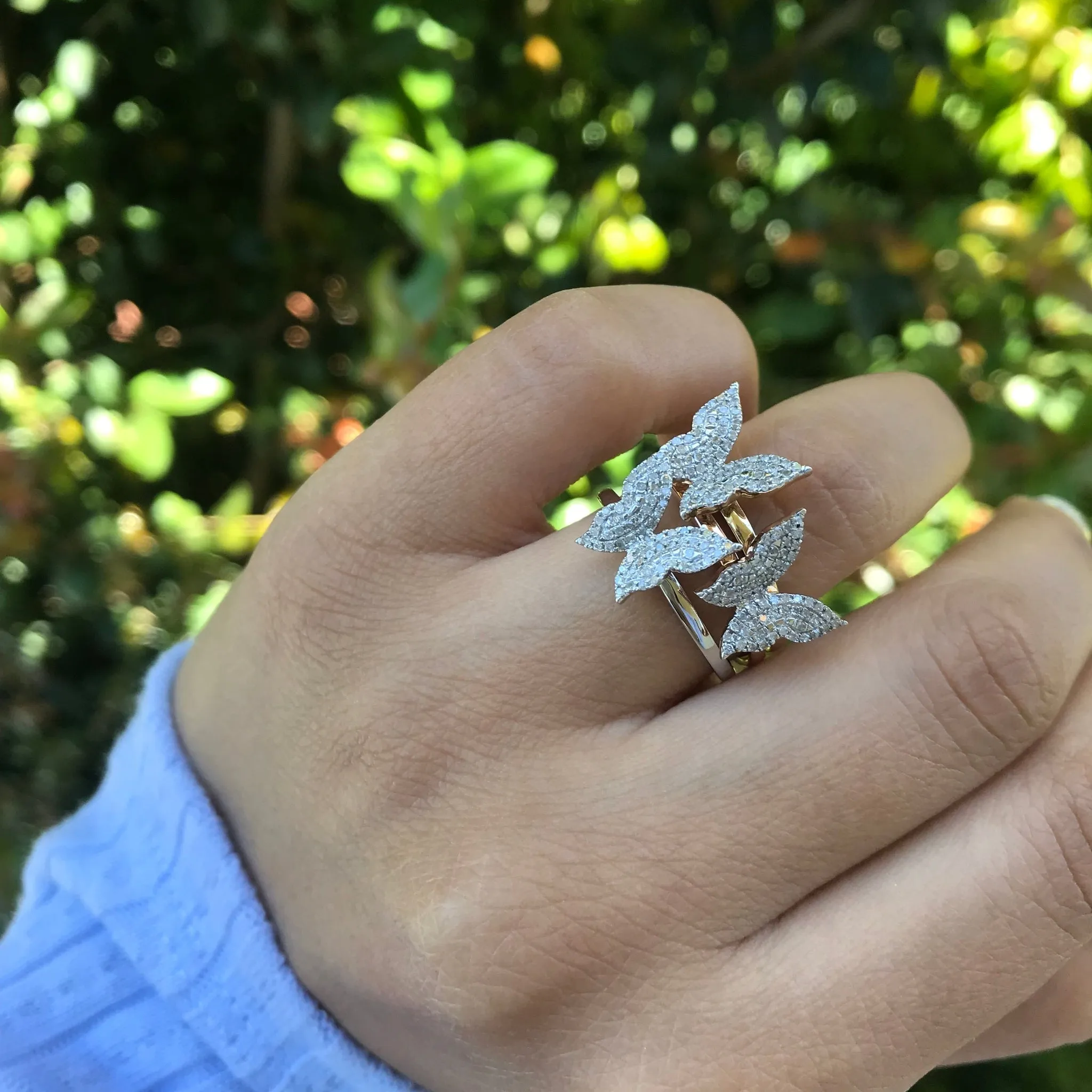 Diamond Butterfly Stacking Ring