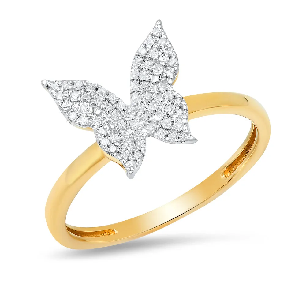 Diamond Butterfly Stacking Ring