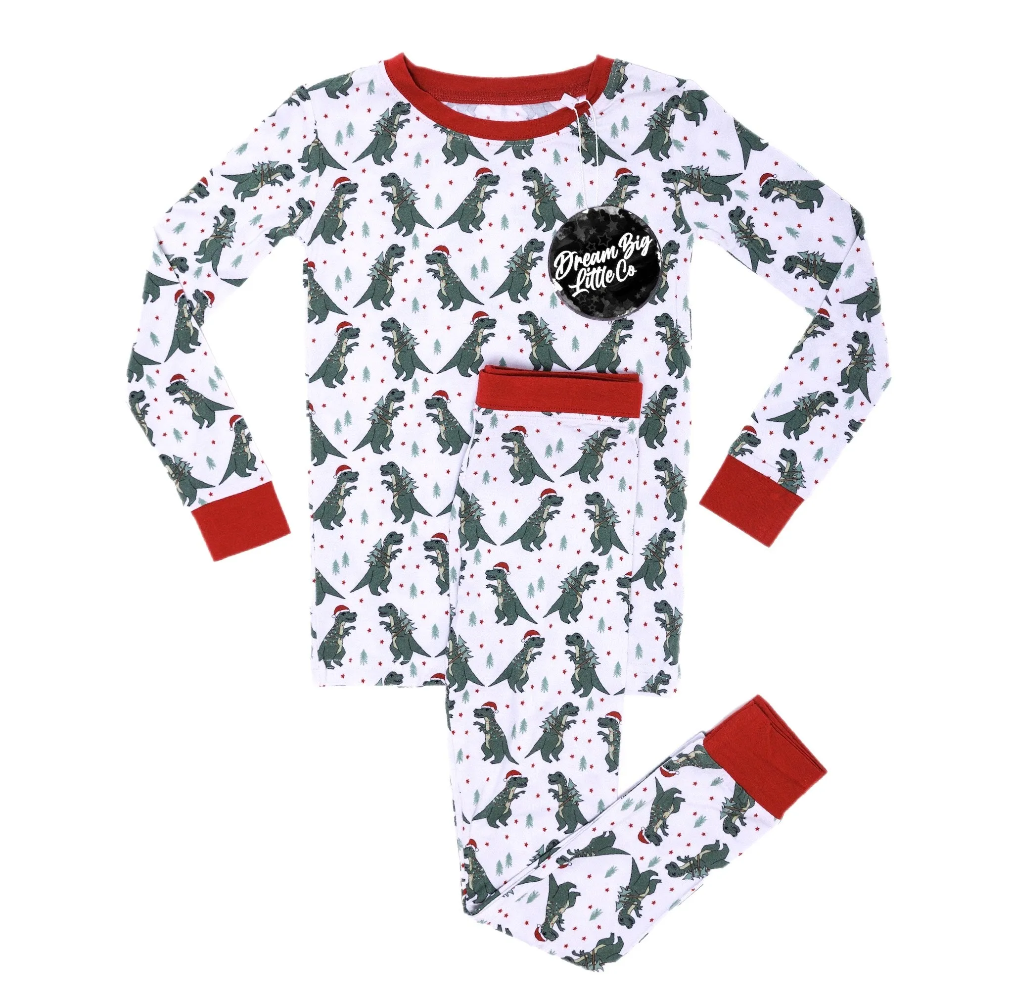 Dream Big Little Co Christmas Dinos L/S Dream Set