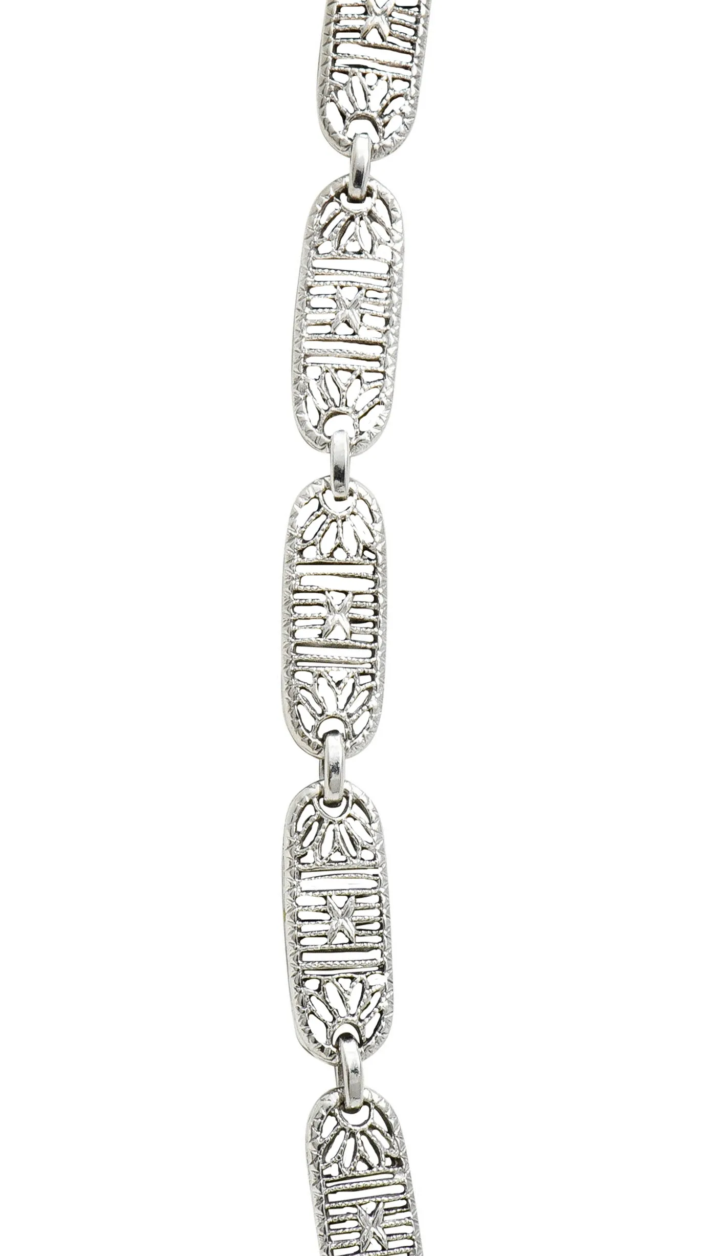 Early Art Deco Diamond Camphor Glass Platinum 14 Karat White Gold Drop Necklace