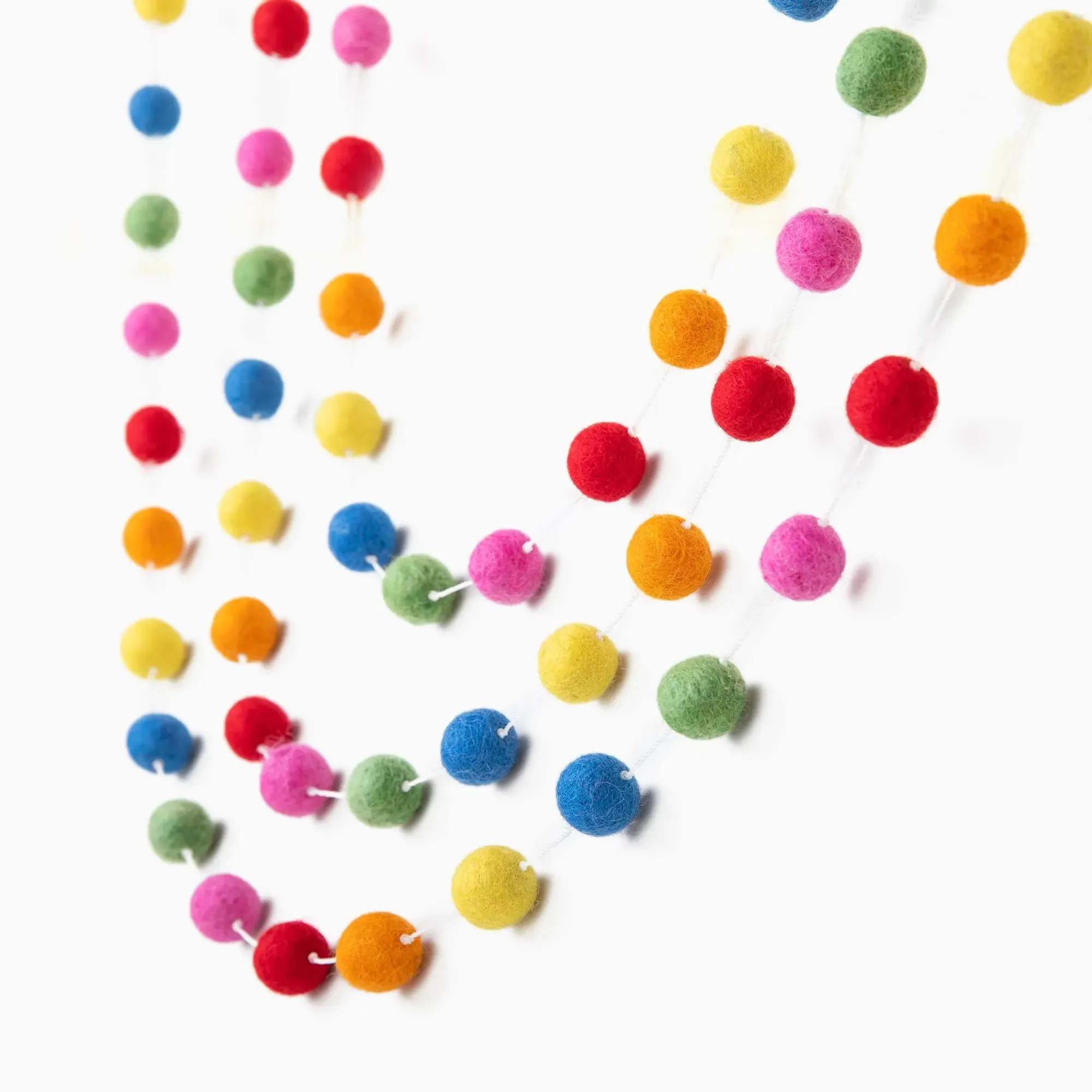 Eco-Friendly Handmade Mix Felt Ball Garland  Charming Wool Felt Balls for Small Home Decor and Celebrations