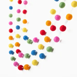 Eco-Friendly Handmade Mix Felt Ball Garland  Charming Wool Felt Balls for Small Home Decor and Celebrations