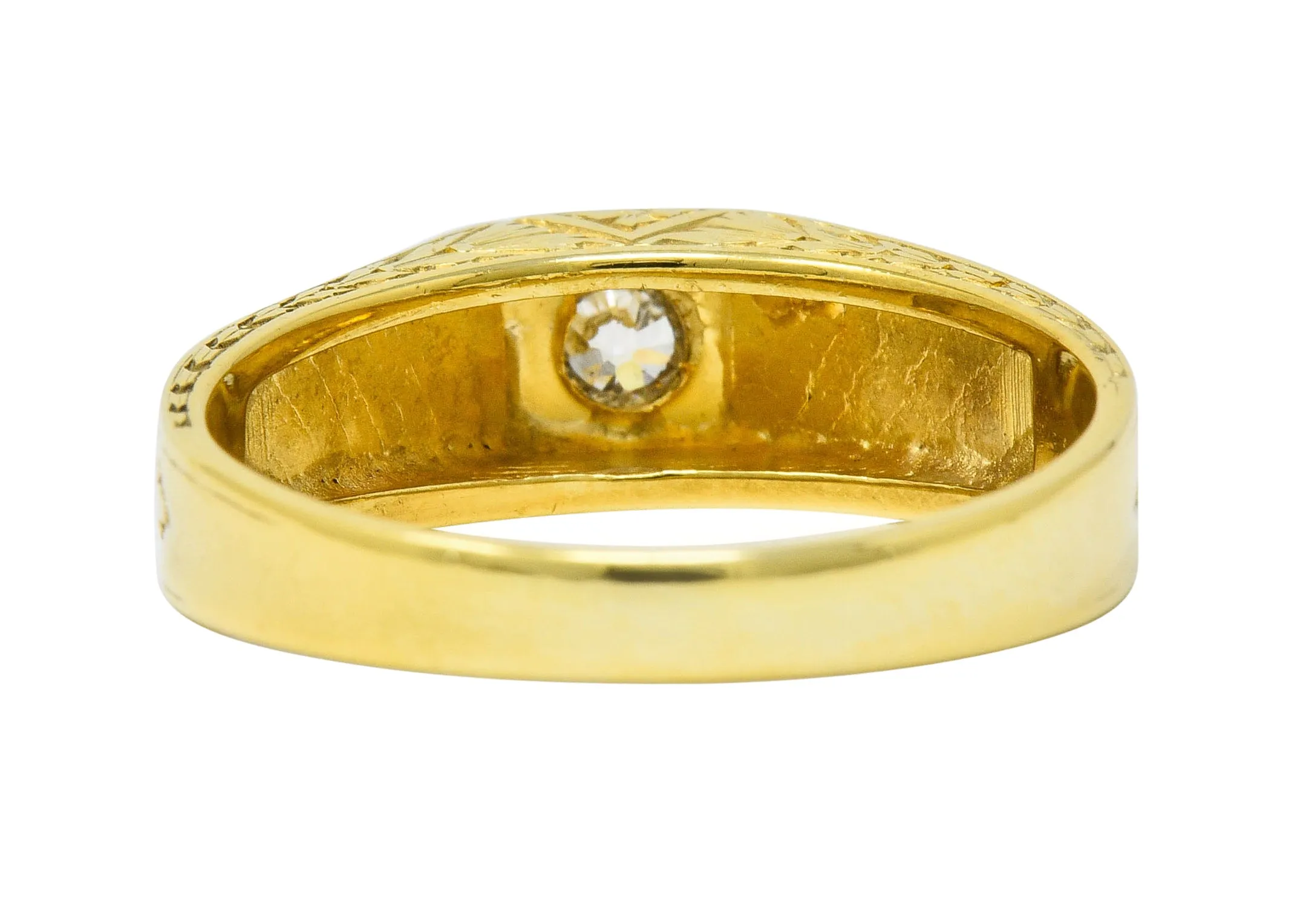 Egyptian Revival Diamond 14 Karat Gold Lotus & Pharaoh Ring