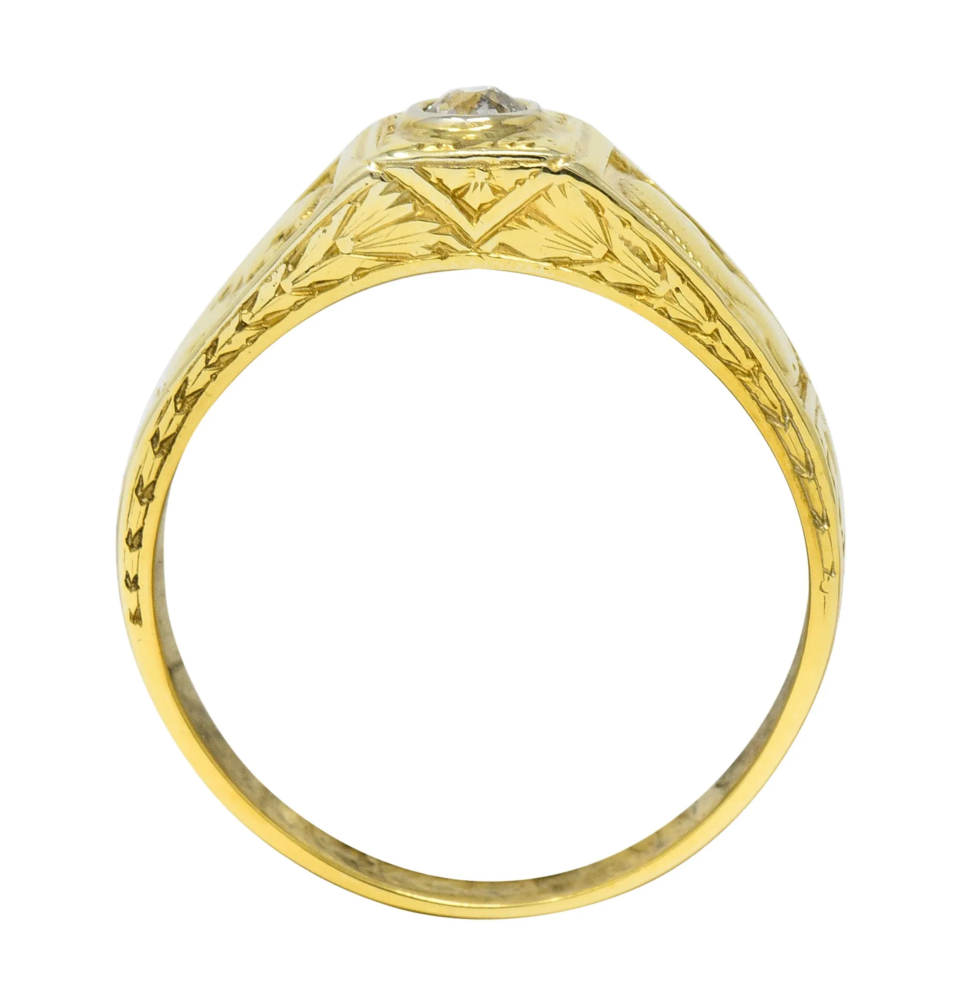 Egyptian Revival Diamond 14 Karat Gold Lotus & Pharaoh Ring