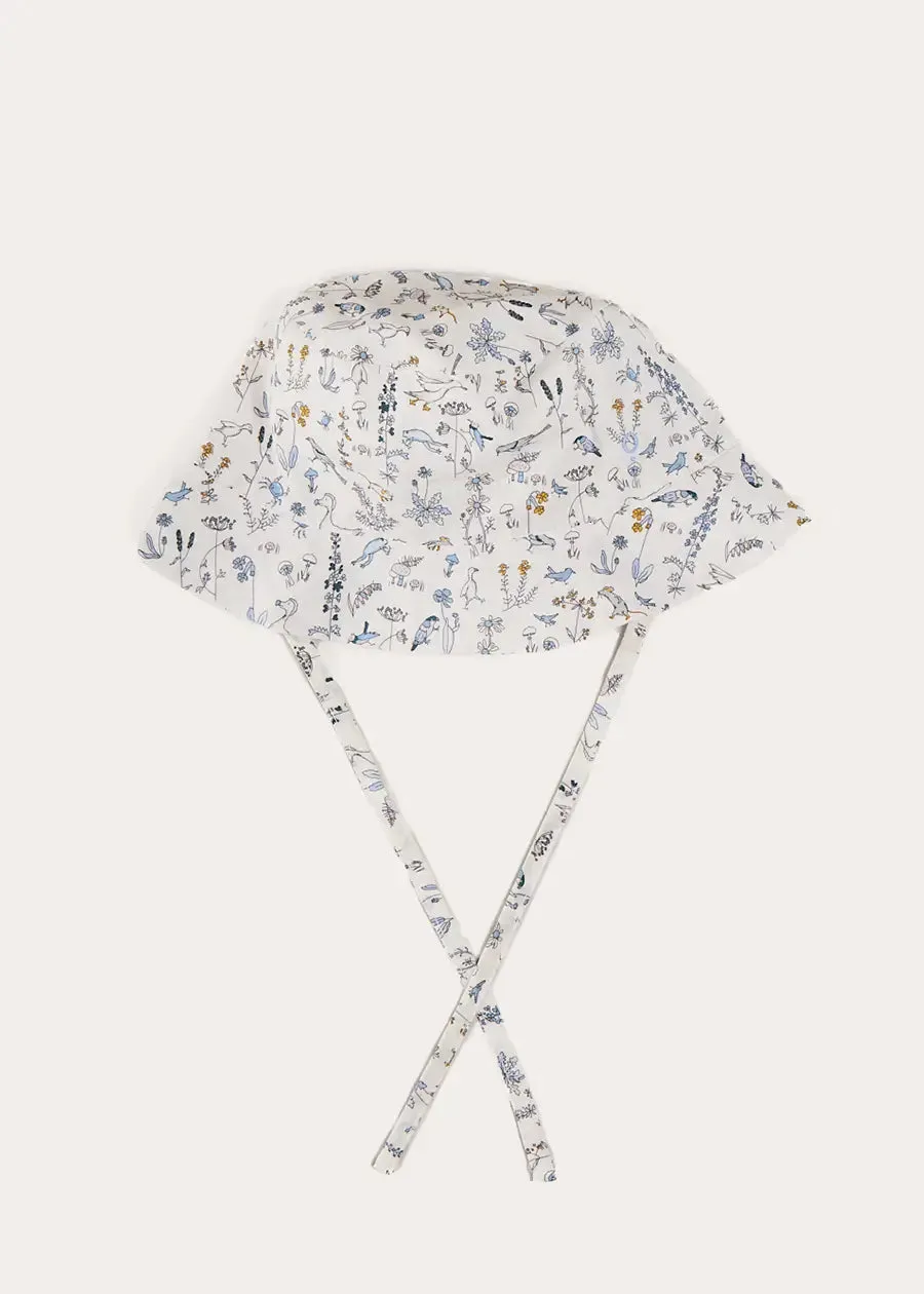 Ellis Birds Tie Hat in Blue Made with Liberty Fabric