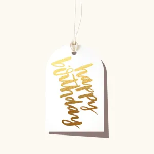 ELM PAPER Happy Birthday Gift Tag - Gold