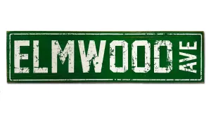 Elmwood Ave rustic sign
