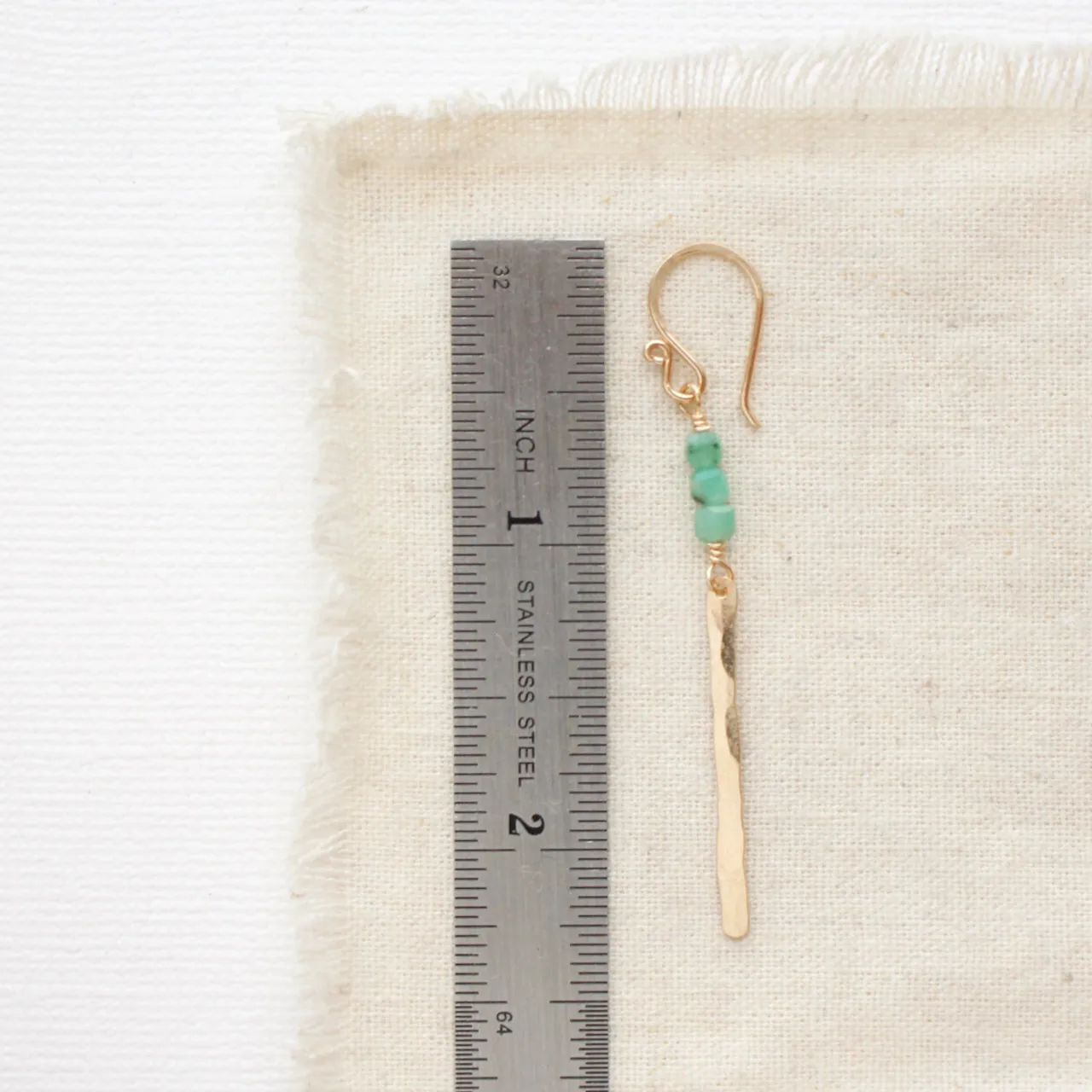 Emerald Gold Bar Earrings