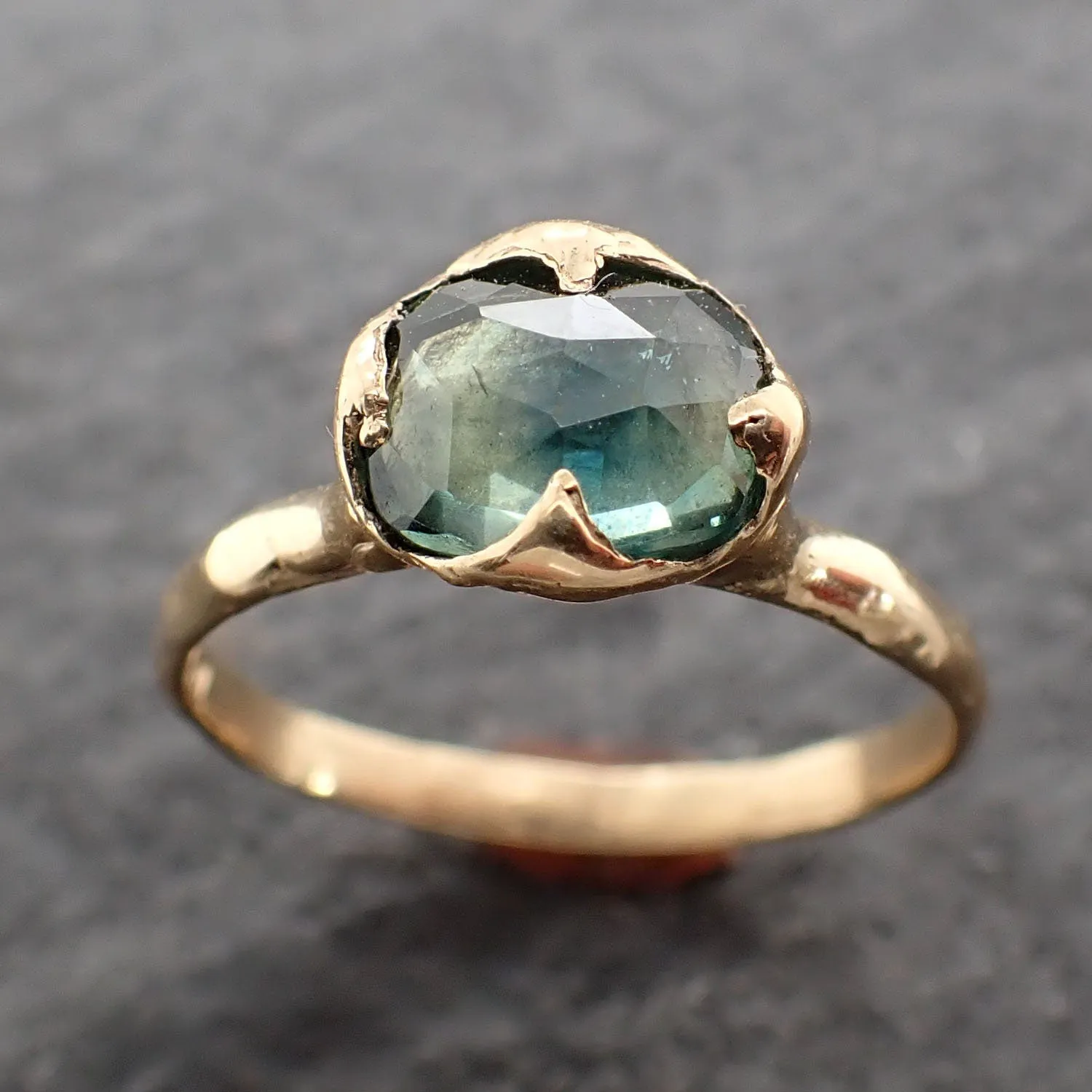 fancy cut montana blue sapphire 18k yellow gold solitaire ring gold gemstone engagement ring 2645 Alternative Engagement