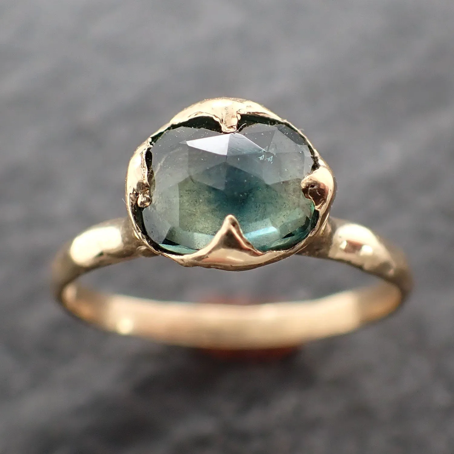 fancy cut montana blue sapphire 18k yellow gold solitaire ring gold gemstone engagement ring 2645 Alternative Engagement