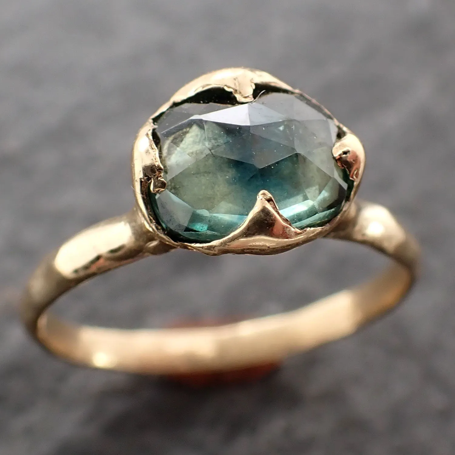 fancy cut montana blue sapphire 18k yellow gold solitaire ring gold gemstone engagement ring 2645 Alternative Engagement