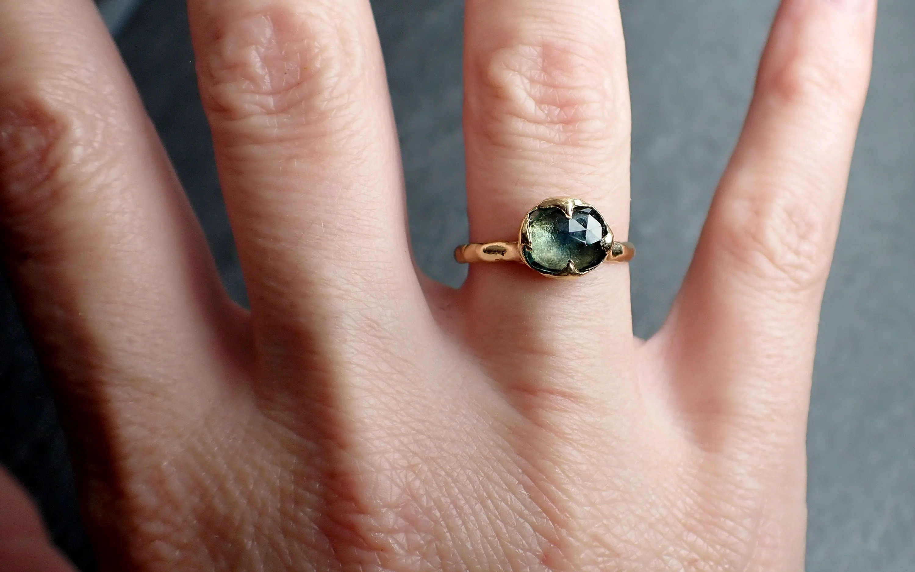 fancy cut montana blue sapphire 18k yellow gold solitaire ring gold gemstone engagement ring 2645 Alternative Engagement