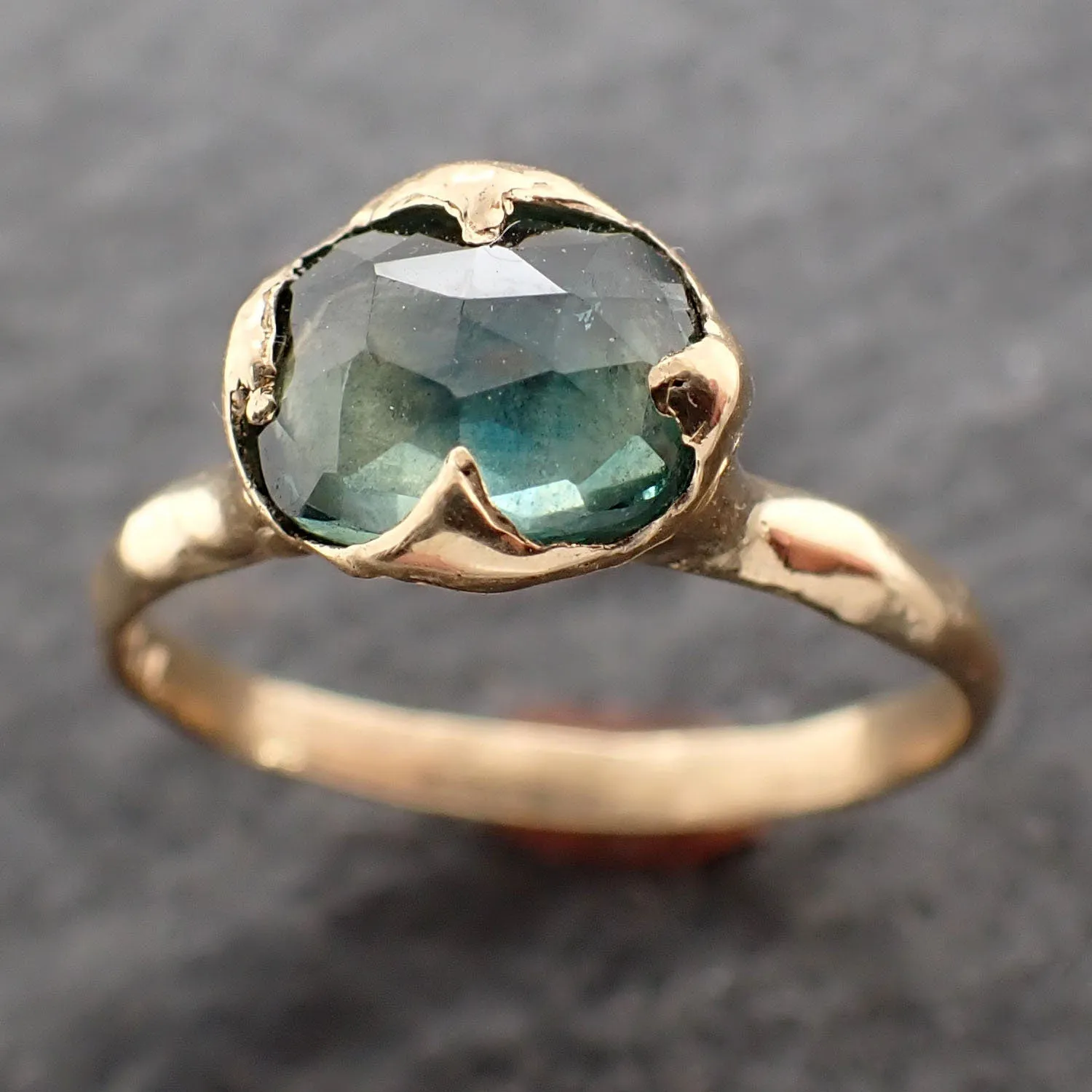 fancy cut montana blue sapphire 18k yellow gold solitaire ring gold gemstone engagement ring 2645 Alternative Engagement