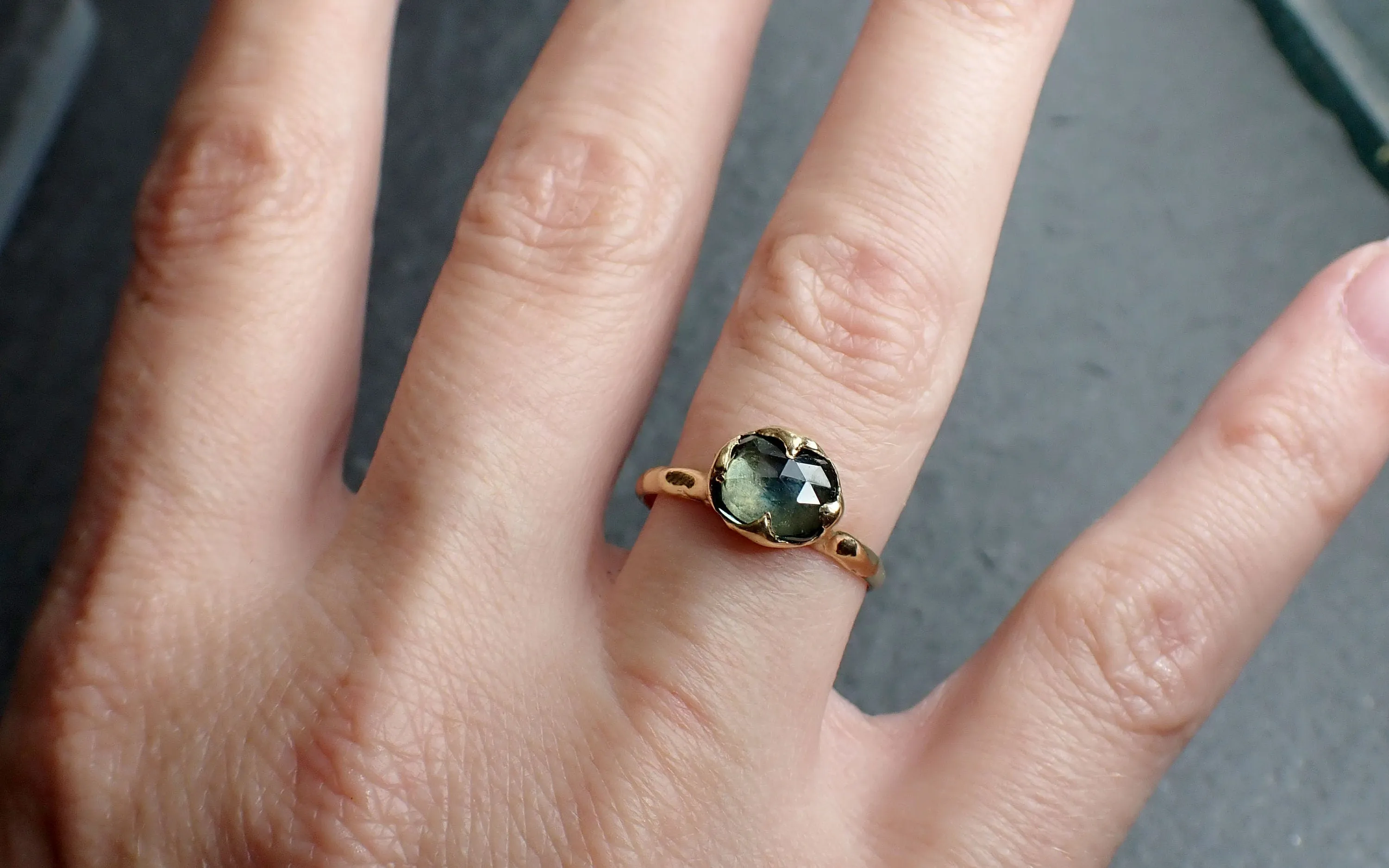 fancy cut montana blue sapphire 18k yellow gold solitaire ring gold gemstone engagement ring 2645 Alternative Engagement