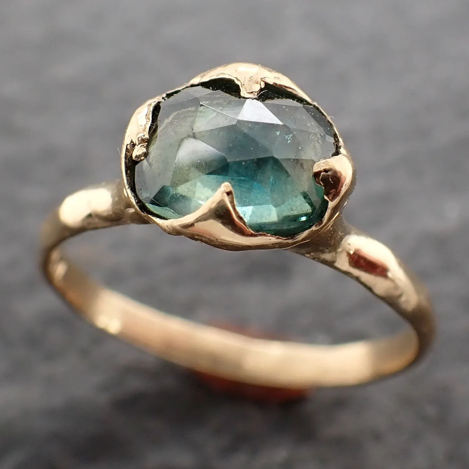 fancy cut montana blue sapphire 18k yellow gold solitaire ring gold gemstone engagement ring 2645 Alternative Engagement