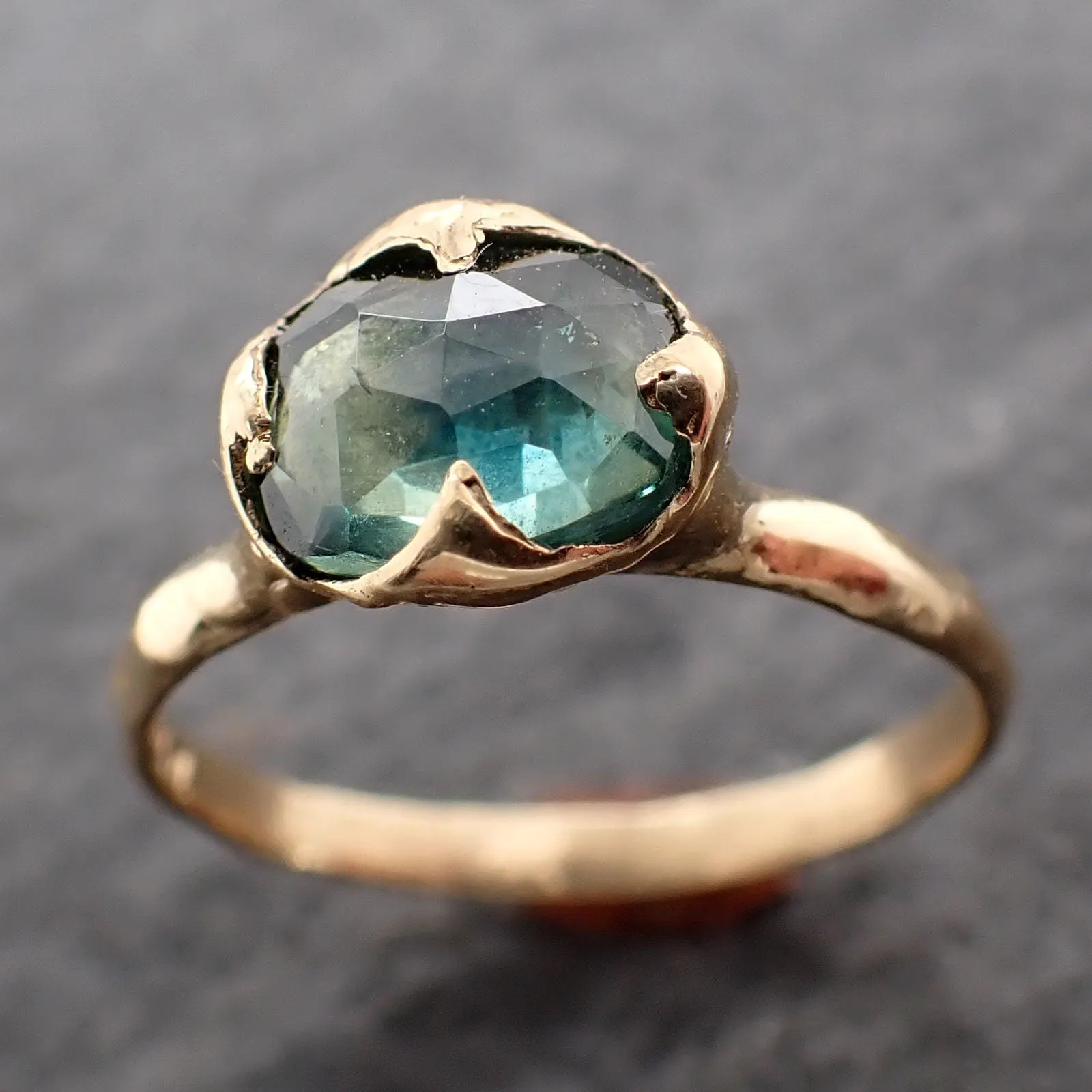 fancy cut montana blue sapphire 18k yellow gold solitaire ring gold gemstone engagement ring 2645 Alternative Engagement
