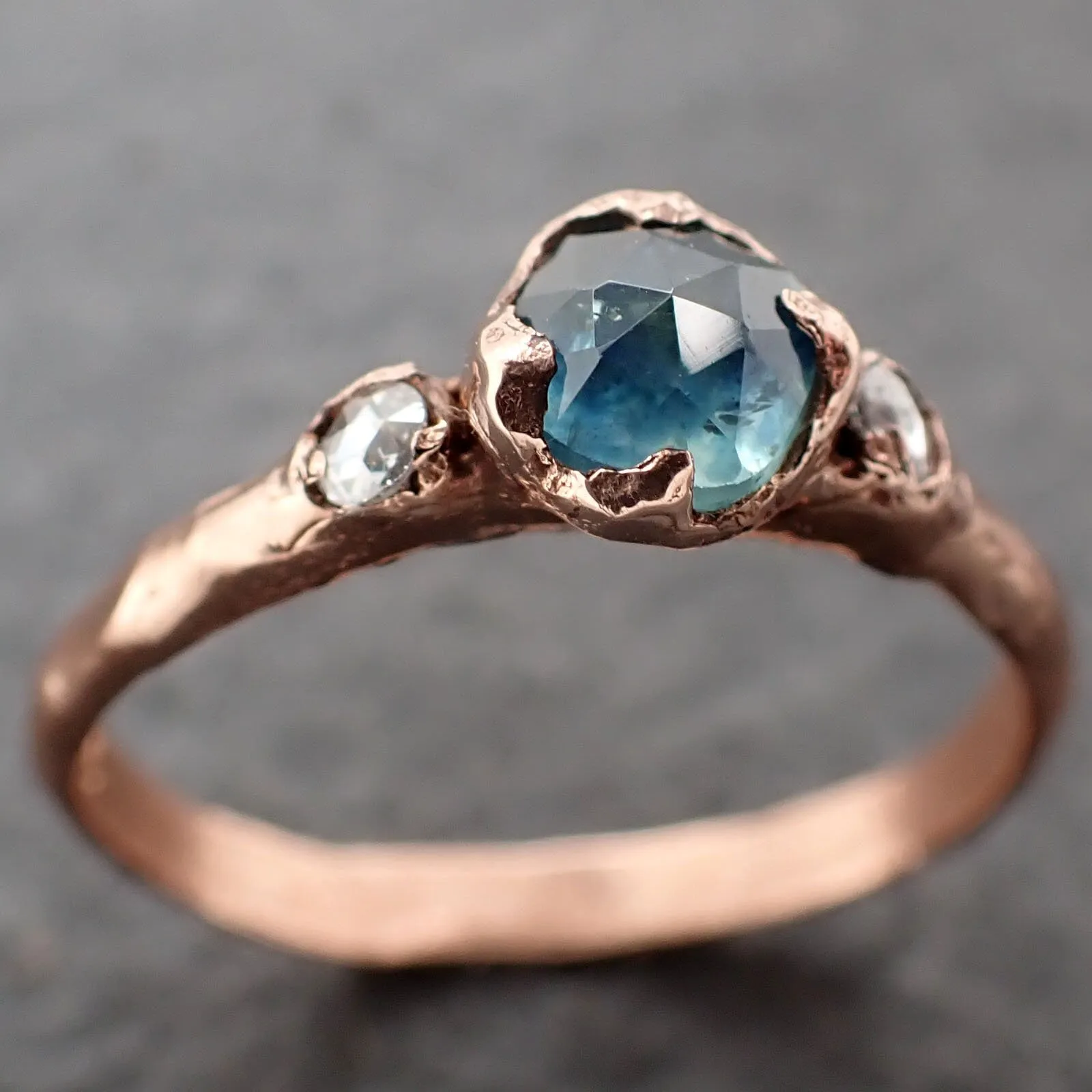 fancy cut montana blue sapphire rose gold multi stone ring gold gemstone engagement ring 3194 Alternative Engagement