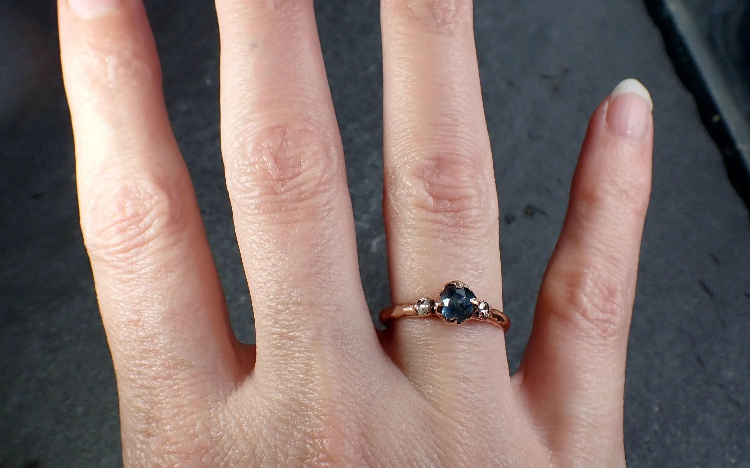 fancy cut montana blue sapphire rose gold multi stone ring gold gemstone engagement ring 3194 Alternative Engagement