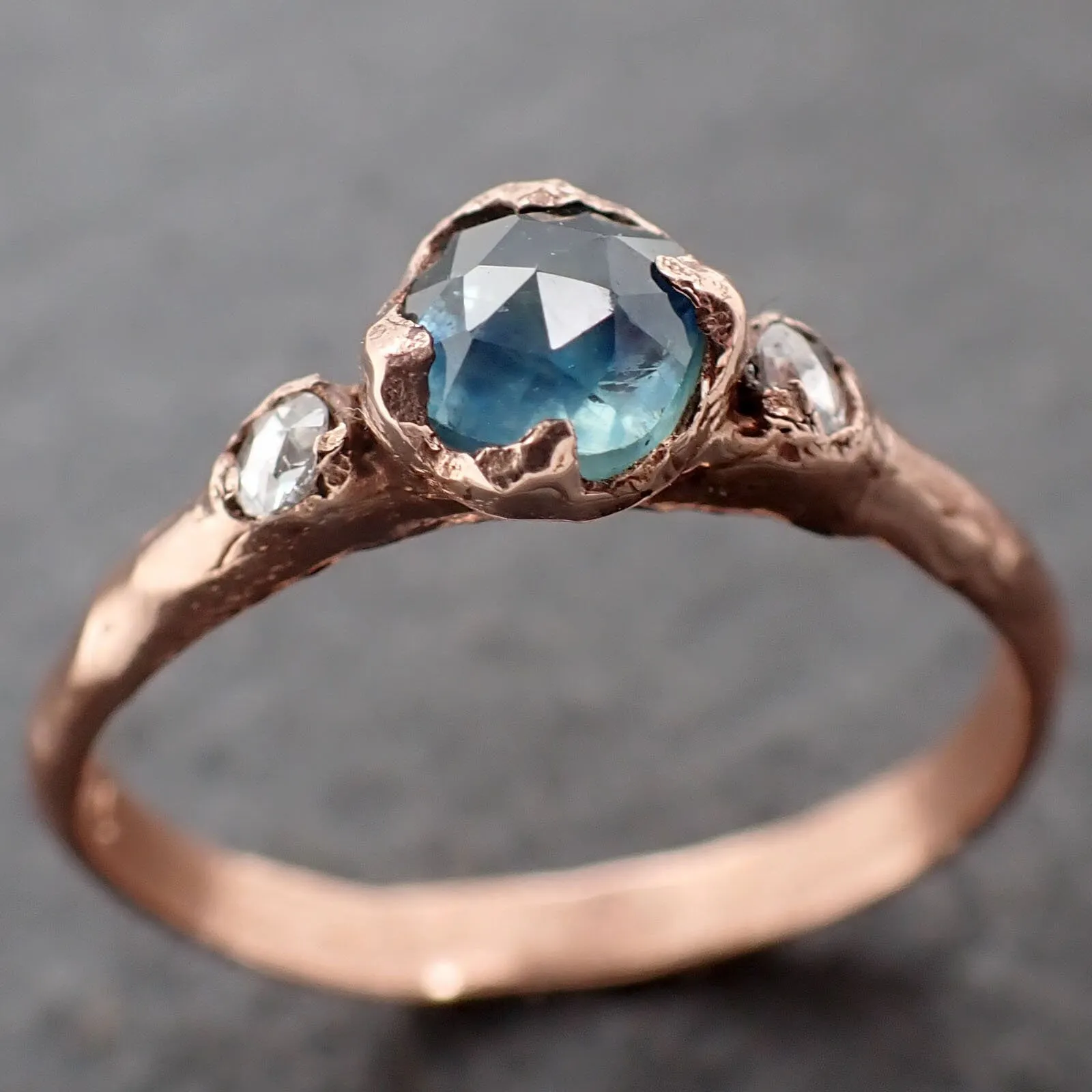 fancy cut montana blue sapphire rose gold multi stone ring gold gemstone engagement ring 3194 Alternative Engagement