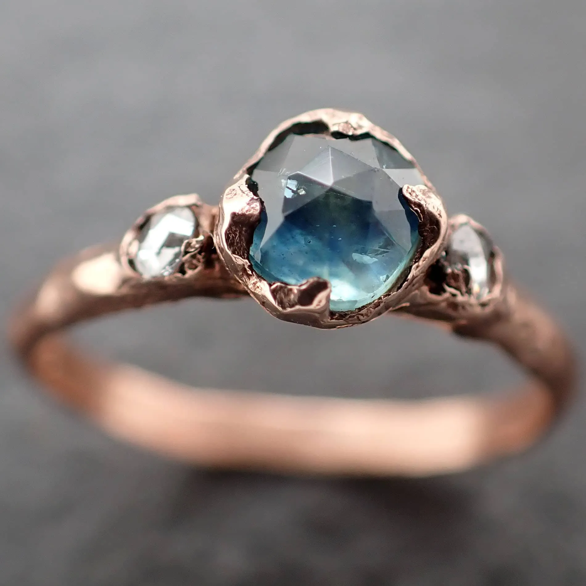 fancy cut montana blue sapphire rose gold multi stone ring gold gemstone engagement ring 3194 Alternative Engagement