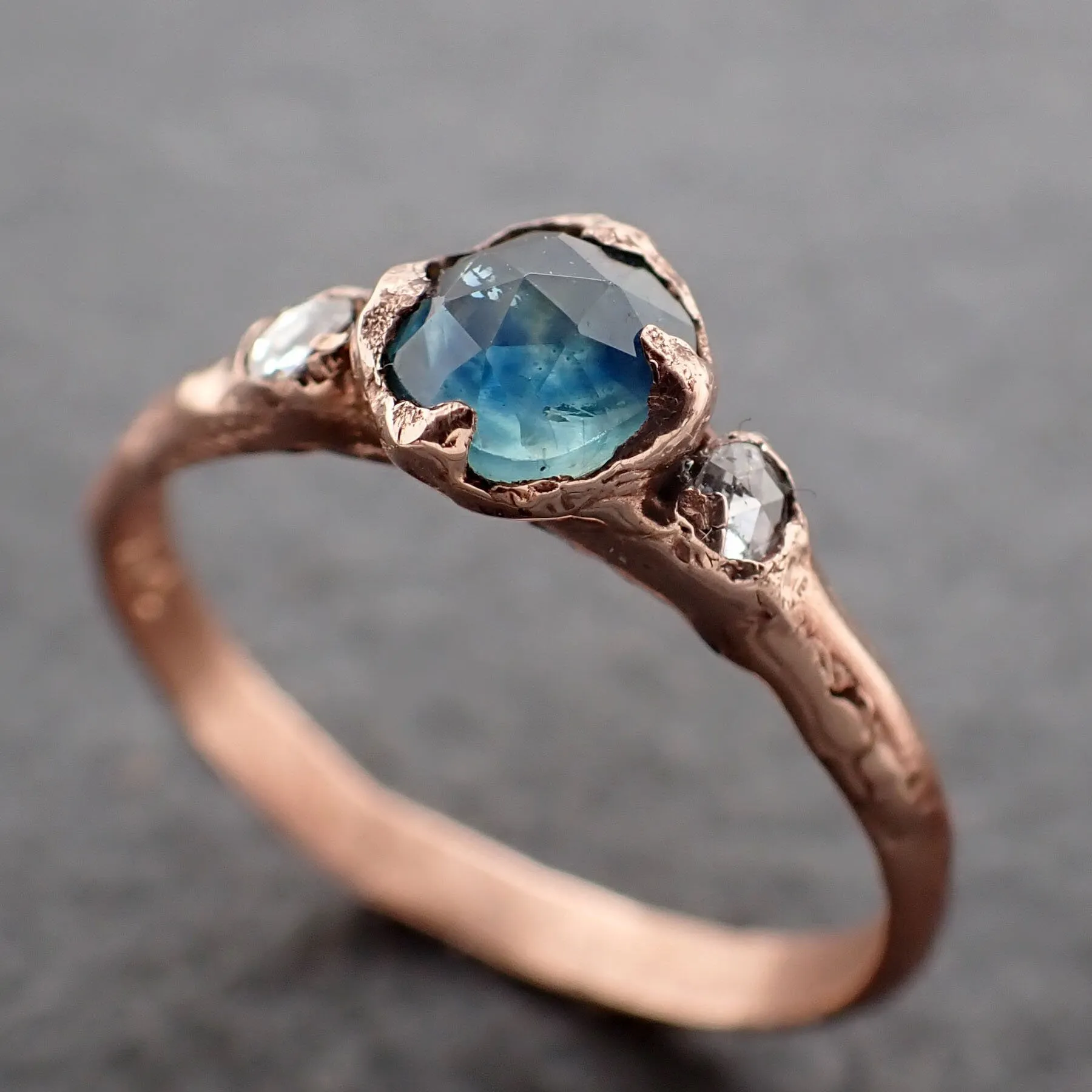 fancy cut montana blue sapphire rose gold multi stone ring gold gemstone engagement ring 3194 Alternative Engagement