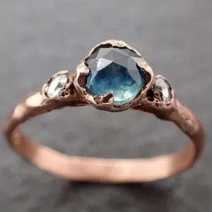 fancy cut montana blue sapphire rose gold multi stone ring gold gemstone engagement ring 3194 Alternative Engagement