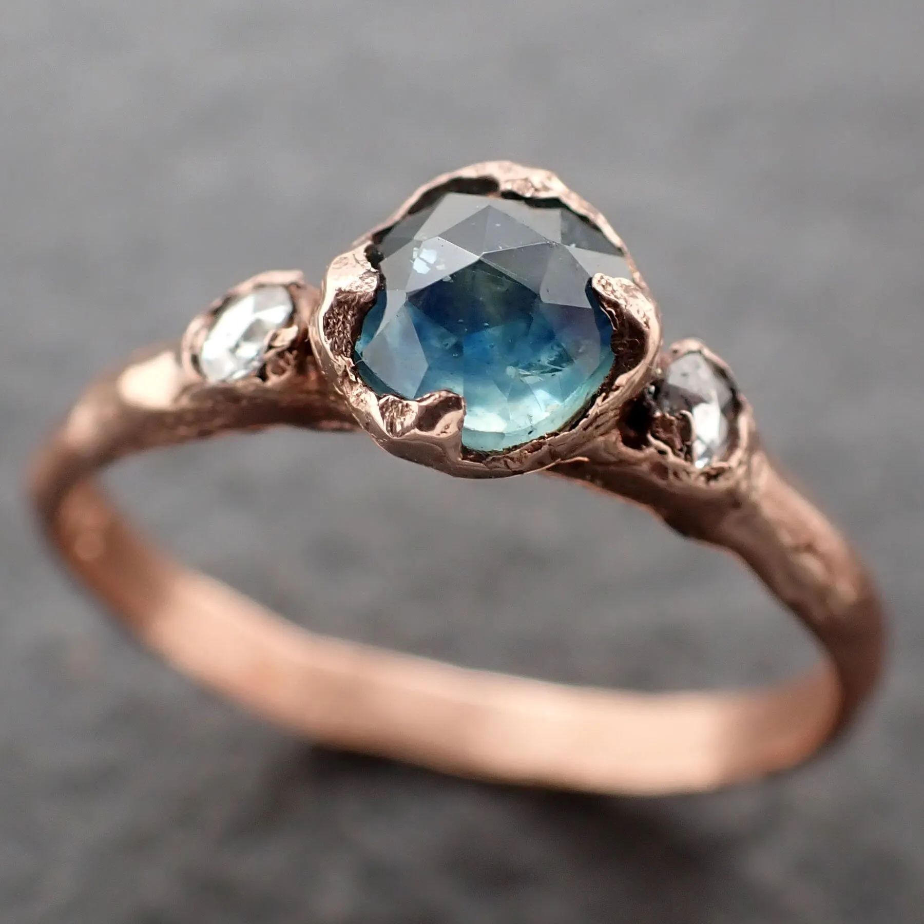 fancy cut montana blue sapphire rose gold multi stone ring gold gemstone engagement ring 3194 Alternative Engagement