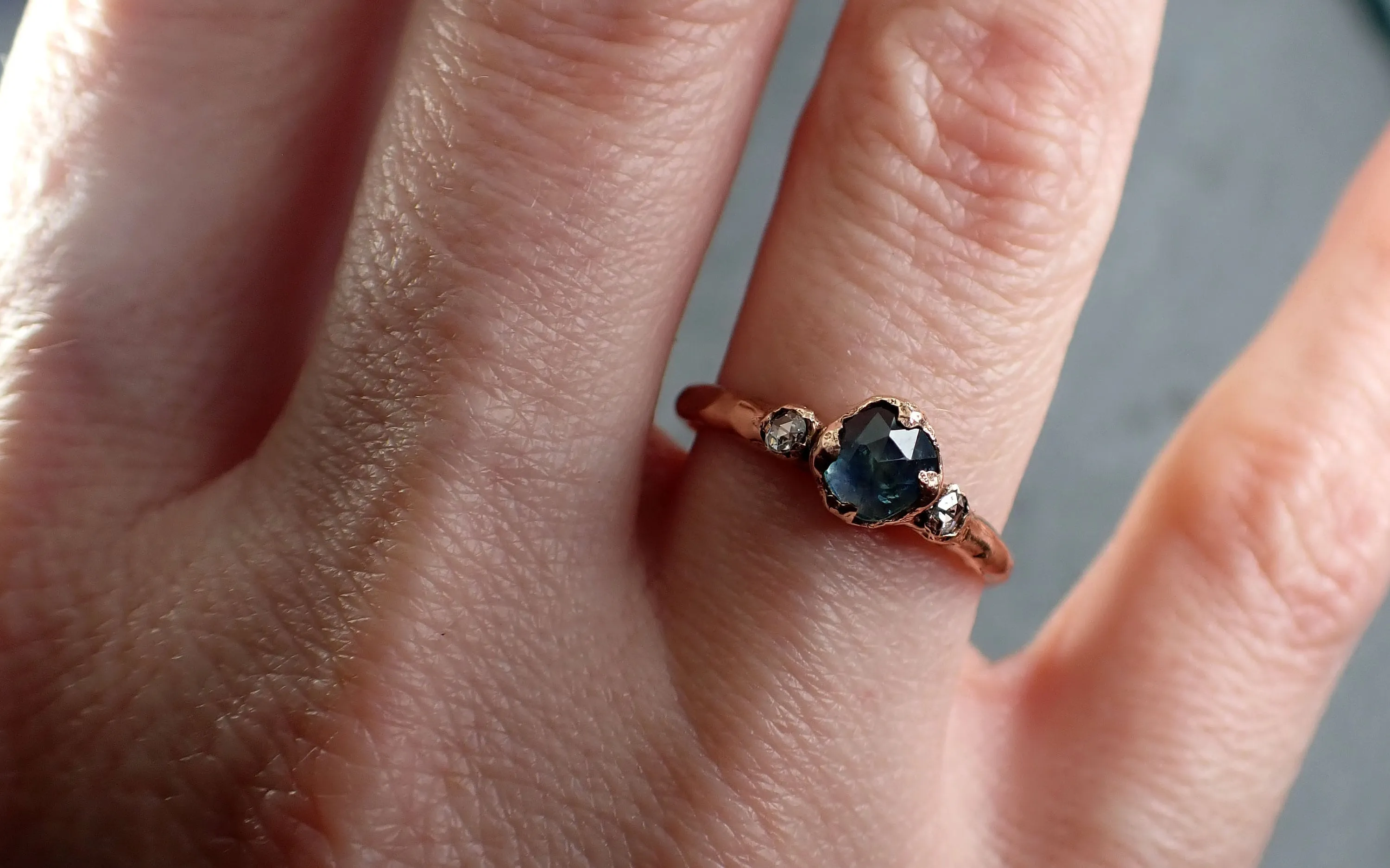 fancy cut montana blue sapphire rose gold multi stone ring gold gemstone engagement ring 3194 Alternative Engagement