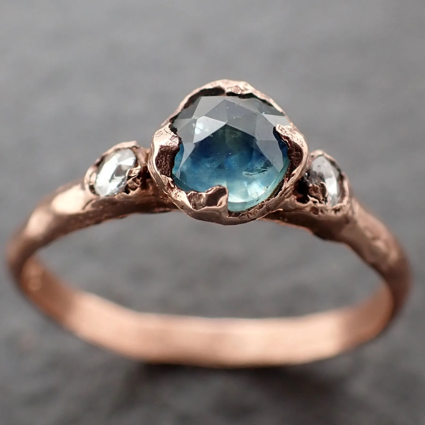 fancy cut montana blue sapphire rose gold multi stone ring gold gemstone engagement ring 3194 Alternative Engagement