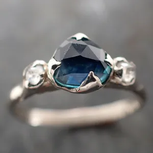 fancy cut montana sapphire diamond 14k white gold engagement ring wedding ring blue gemstone ring multi stone ring 2955 Alternative Engagement