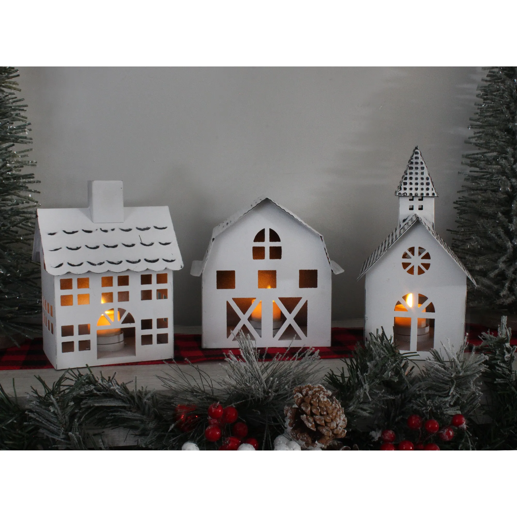 Farmhouse Christmas Village Collection #2 w/ Church, Barn and School (Case of 2 Sets)