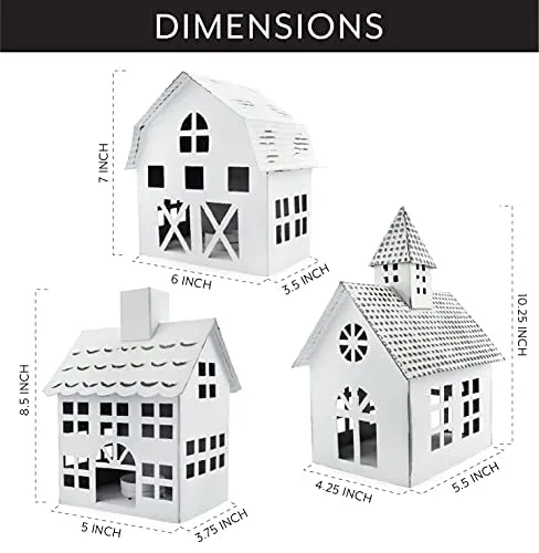 Farmhouse Christmas Village Collection #2 w/ Church, Barn and School (Case of 2 Sets)