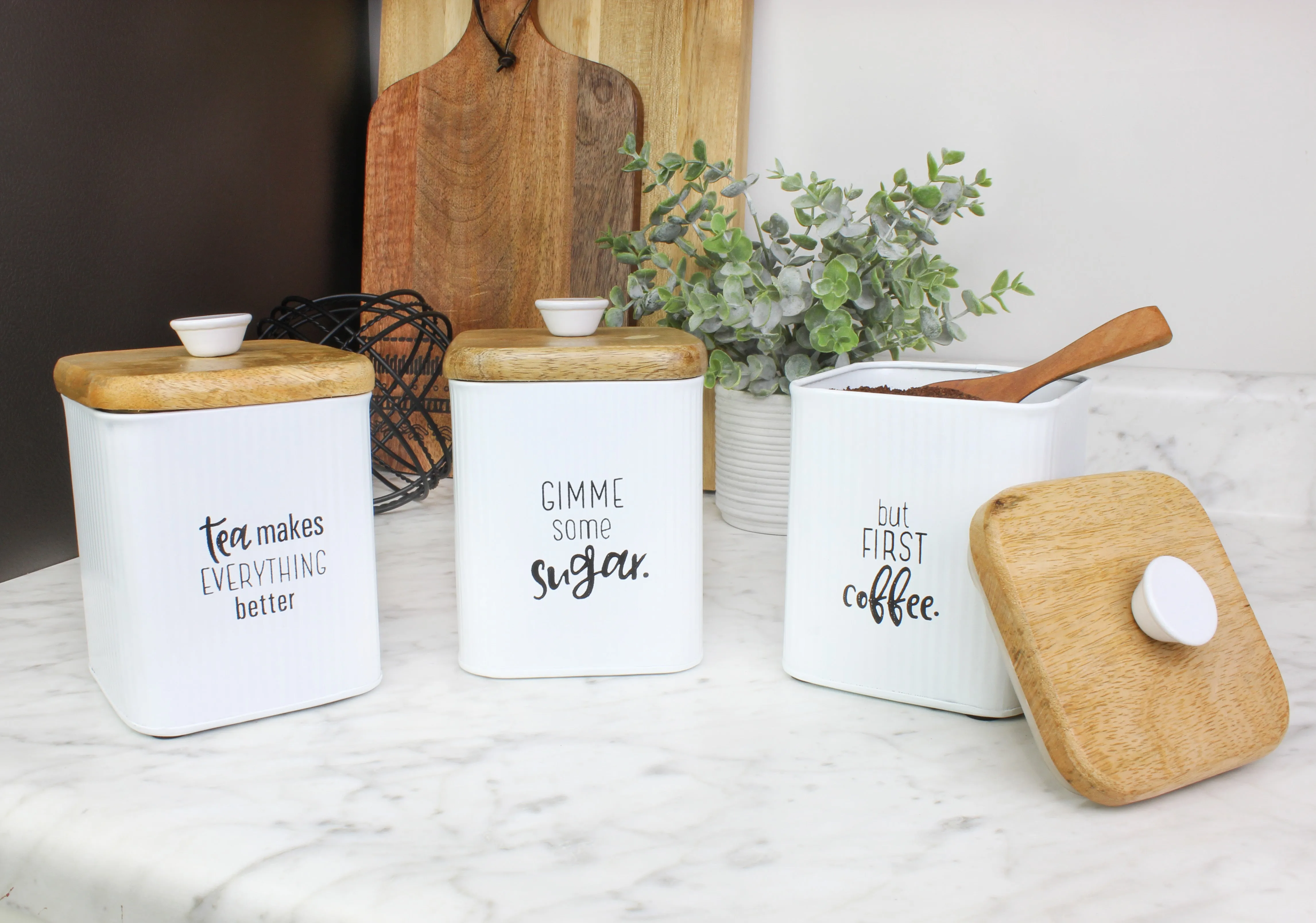Farmhouse Metal Canisters (Set of 3)
