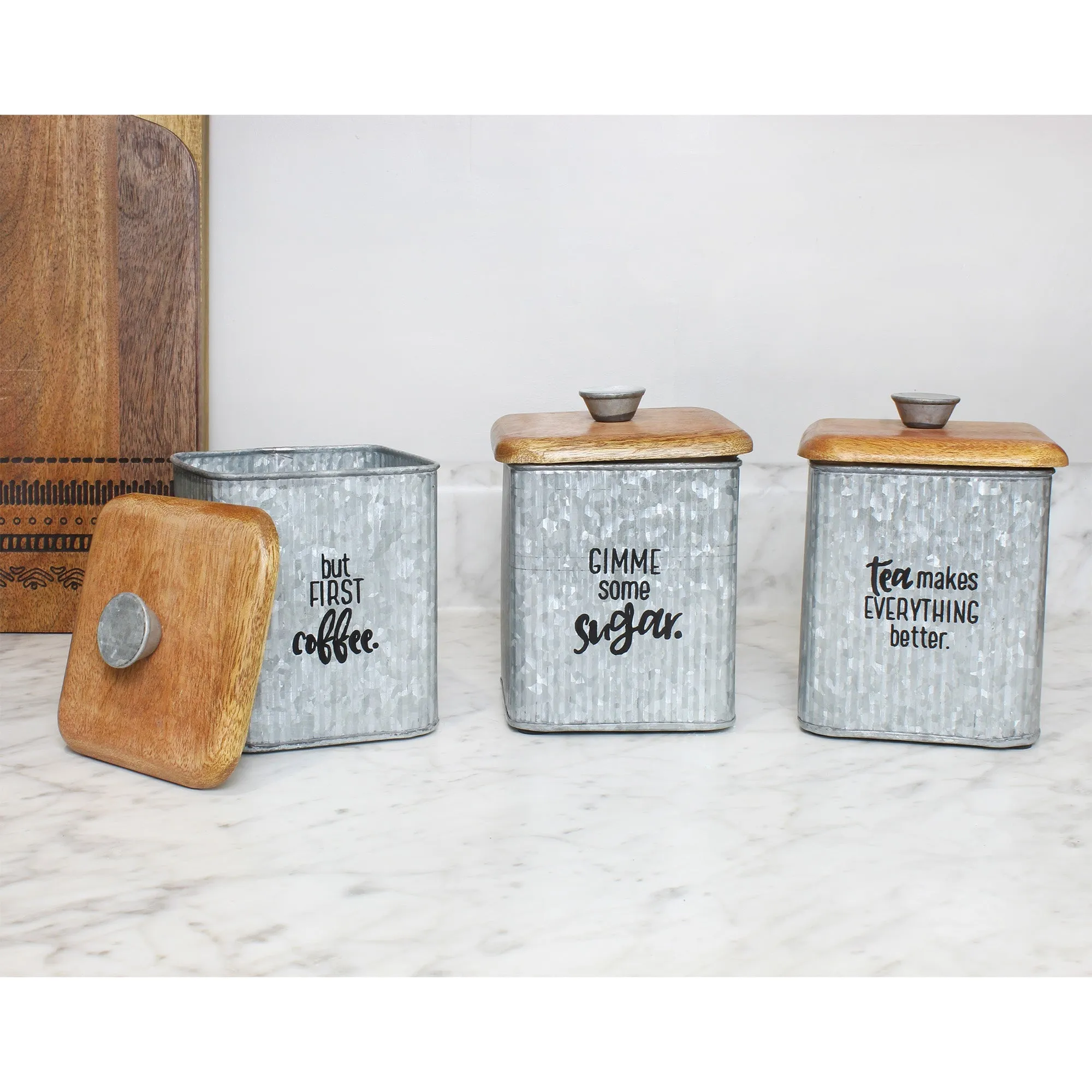 Farmhouse Metal Canisters (Set of 3)