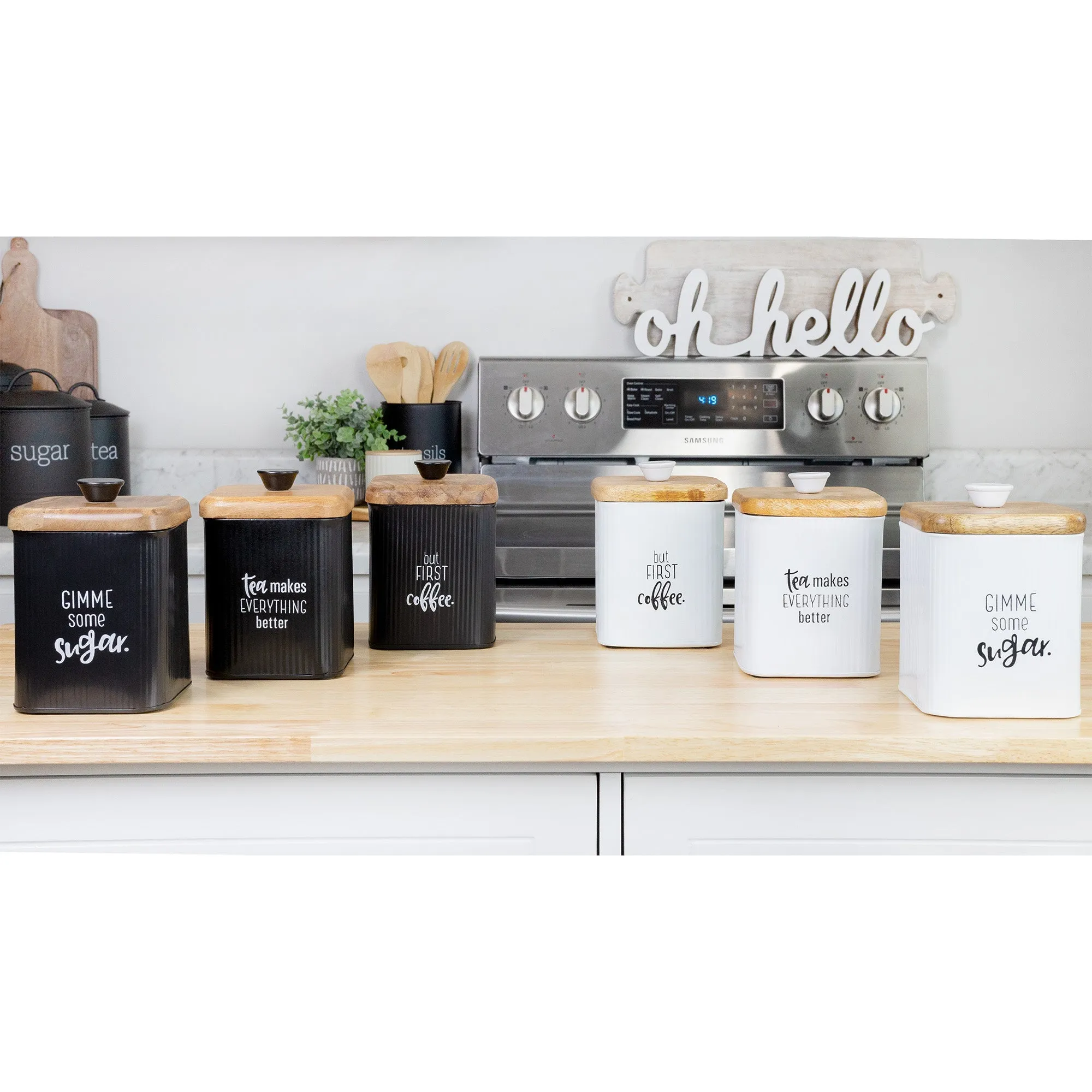 Farmhouse Metal Canisters (Set of 3)