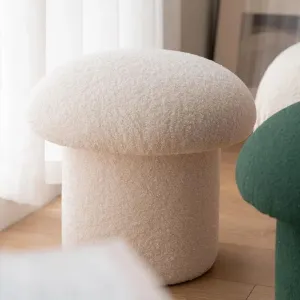 Faux Wool Mushroom Ottoman Stool