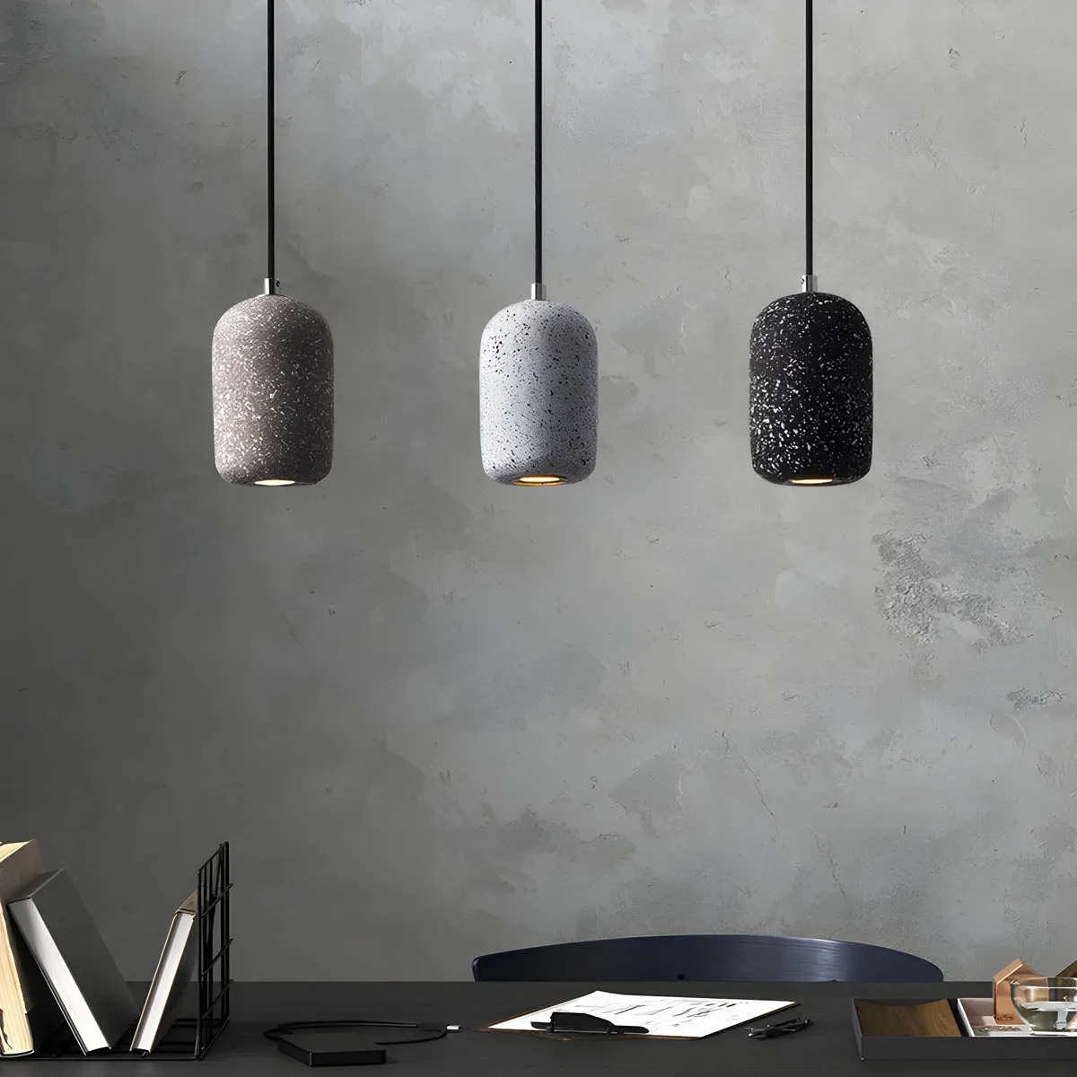 Ferro Industrial Pendant Light – Minimalist Concrete & Glass Hanging Lamp