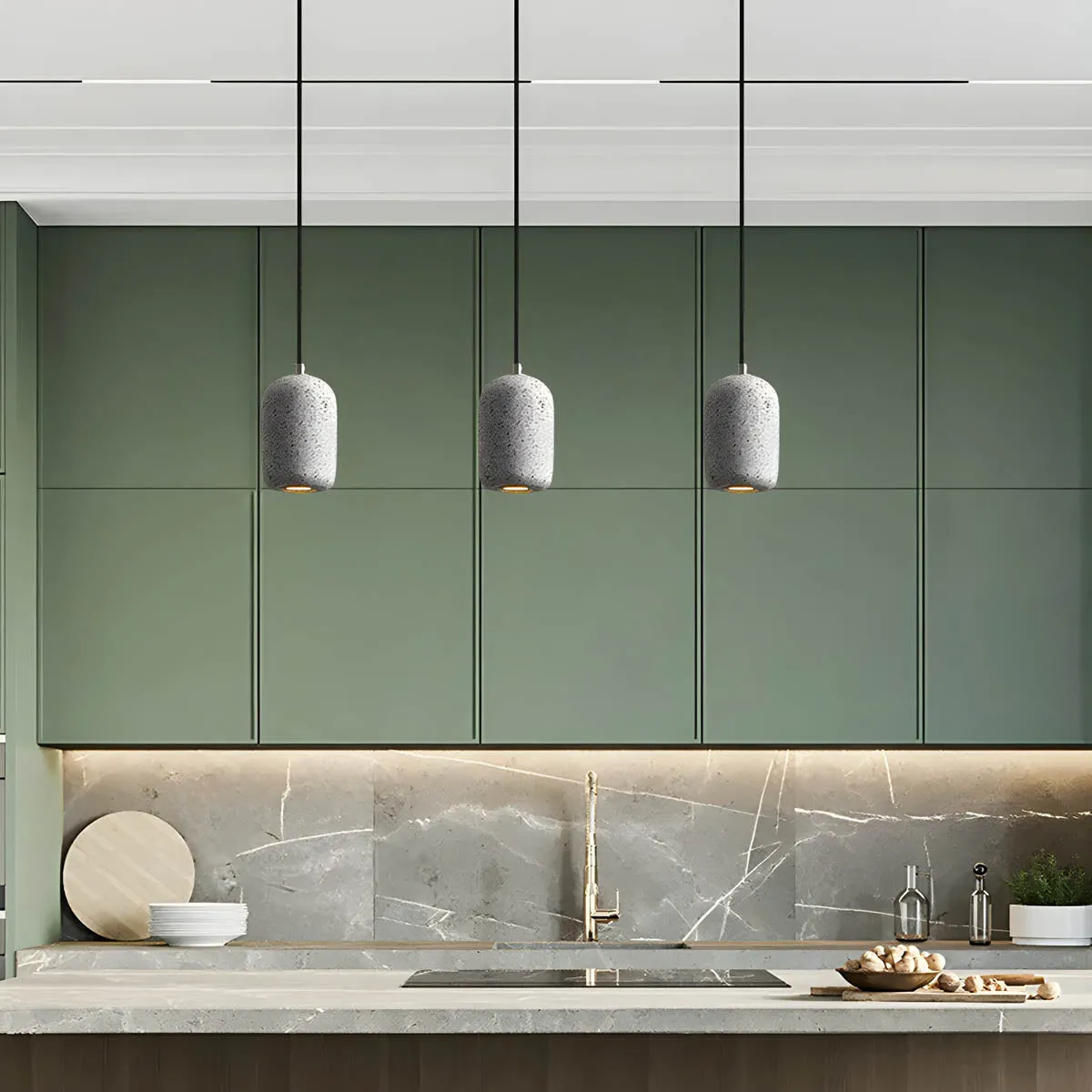 Ferro Industrial Pendant Light – Minimalist Concrete & Glass Hanging Lamp